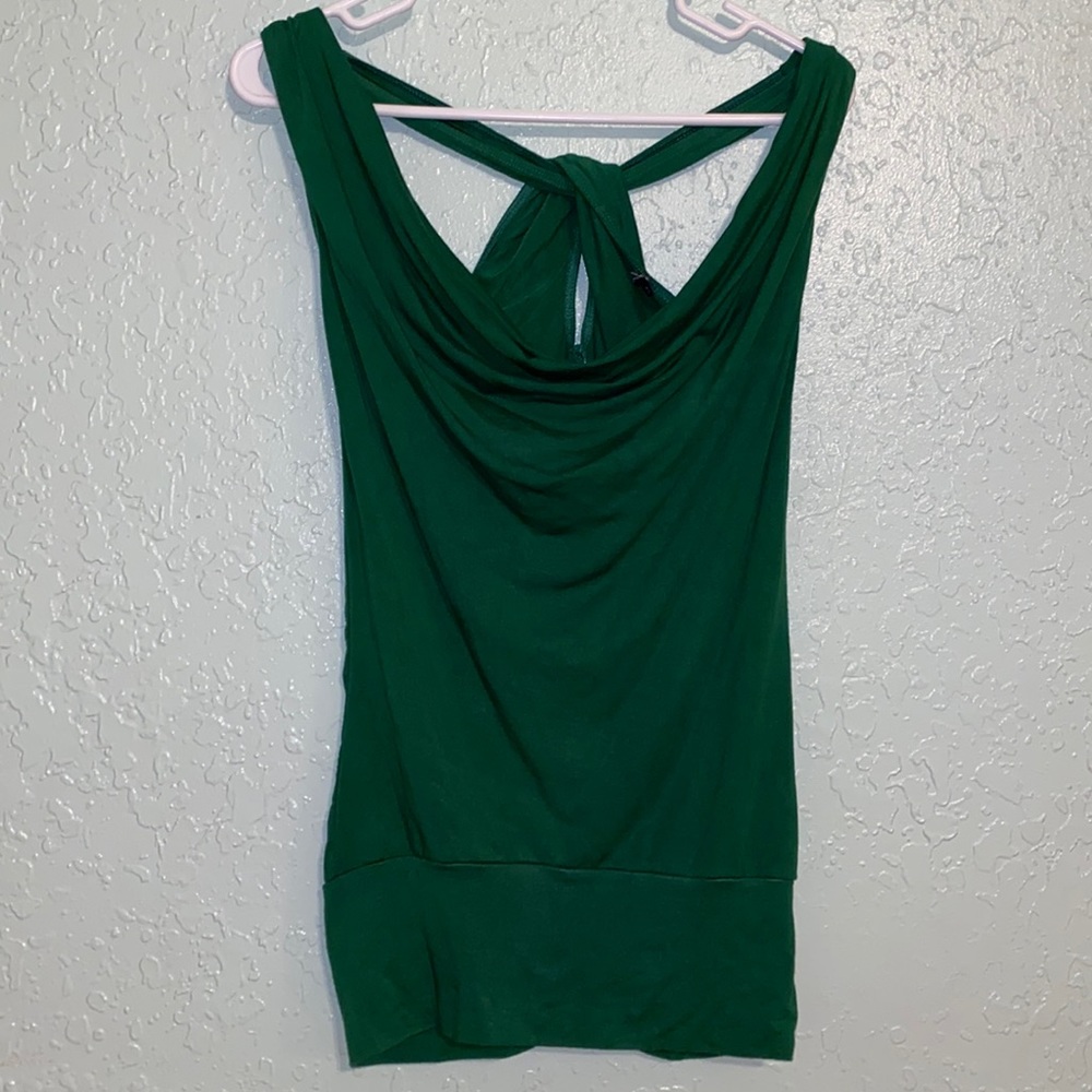 XS Papaya green cowl neck tank $13